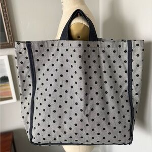 Comme Des Garcons polka dot large denim tote